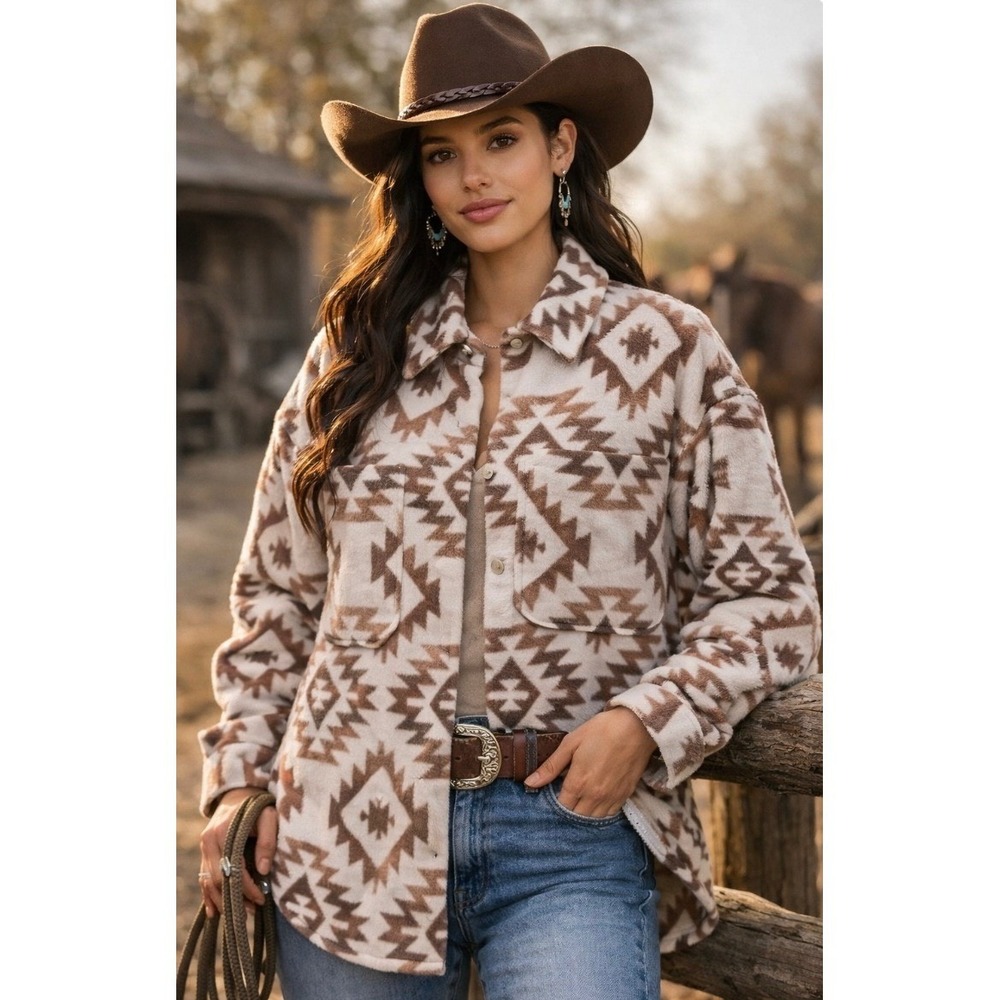 Outdoor Collection‎ Southwest Aztec Shacket Jacket XL Women's New Western Rodeo